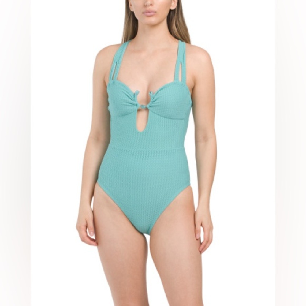Becca line in the sand mineral teal one piece swimsuit